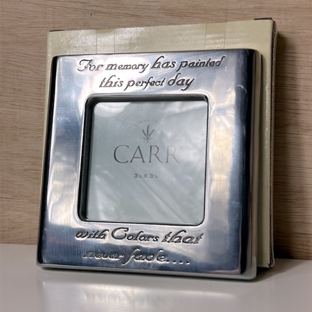 Vintage Carr 🖼️ 3” x 3” Memory Quote Photo Picture Frame With Box